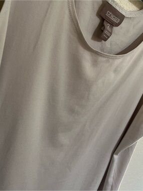 Chico's Top Womens Size 2 Light Gray Sleeveless Stretch Knit Nylon Spandex